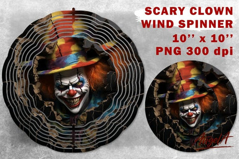 Scary halloween images / Halloween wind spinner / clown PNG Sublimation Angelina Semenova 