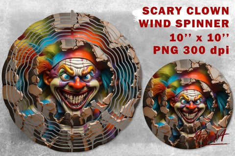 Scary halloween images / Halloween wind spinner / clown PNG Sublimation Angelina Semenova 