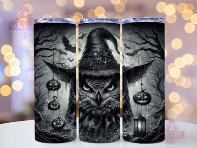 Scary Halloween Owl 20oz Tumbler Wrap Sublimation Design, Straight Tapered Tumbler Wrap, Owl Sorcerer Tumbler Png, Instant Digital Download Sublimation SvggirlplusArt 