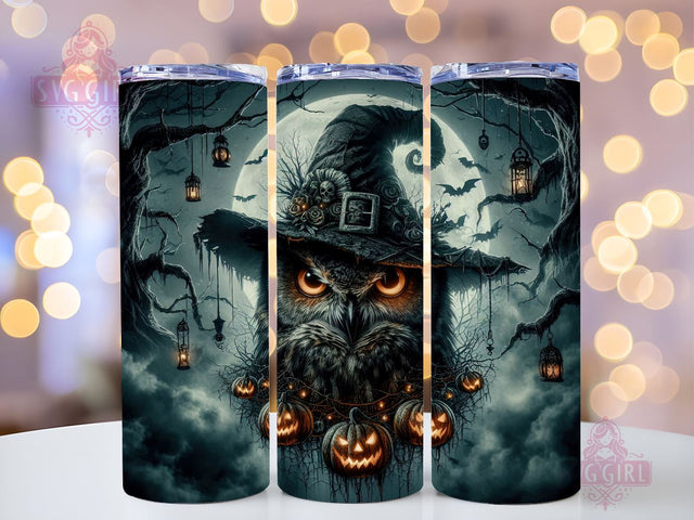 Scary Halloween Owl 20oz Tumbler Wrap Sublimation Design, Straight Tapered Tumbler Wrap, Owl Sorcerer Tumbler Png, Instant Digital Download Sublimation SvggirlplusArt 