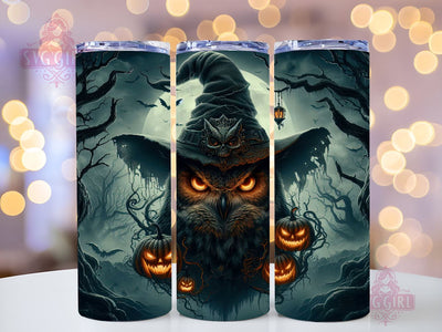 Scary Halloween Owl 20oz Tumbler Wrap Sublimation Design, Straight Tapered Tumbler Wrap, Owl Sorcerer Tumbler Png, Instant Digital Download Sublimation SvggirlplusArt 