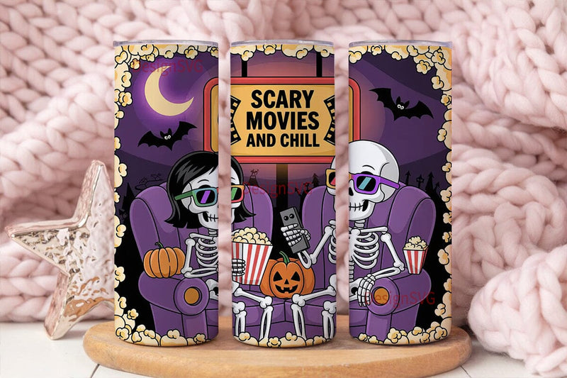 Scary Movie Night Tumbler Wrap Sublimation DesignSVG 