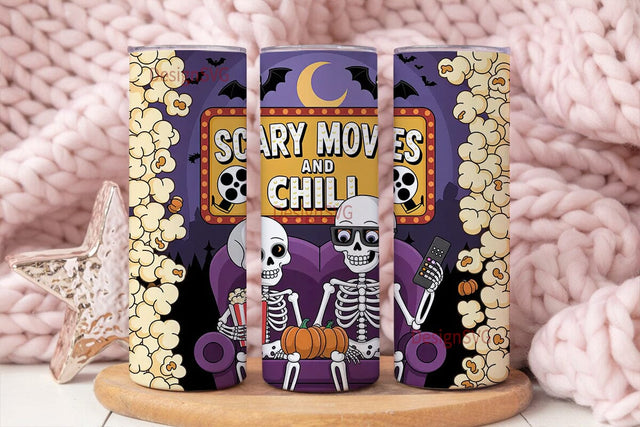 Scary Movie Night Tumbler Wrap Sublimation DesignSVG 