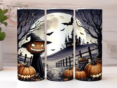 Scary Pumpkin 20oz Tumbler Png, Straight & Tapered Tumbler Png, Halloween Pumpkin Tumbler Png, Digital Download PNG Sublimation Lara' s Designs 