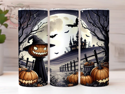 Scary Pumpkin 20oz Tumbler Png, Straight & Tapered Tumbler Png, Halloween Pumpkin Tumbler Png, Digital Download PNG Sublimation Lara' s Designs 