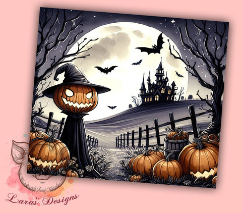 Scary Pumpkin 20oz Tumbler Png, Straight & Tapered Tumbler Png, Halloween Pumpkin Tumbler Png, Digital Download PNG Sublimation Lara' s Designs 