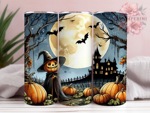 Scary Pumpkin 20oz Tumbler Wrap PNG, Halloween Pumpkin Tumbler Png, Straight & Tapered Tumbler Wrap, Instant Digital Download Sublimation Li Zamperini 