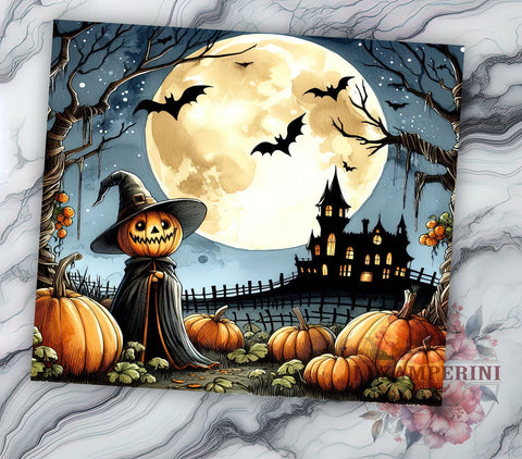 Scary Pumpkin 20oz Tumbler Wrap PNG, Halloween Pumpkin Tumbler Png, Straight & Tapered Tumbler Wrap, Instant Digital Download Sublimation Li Zamperini 