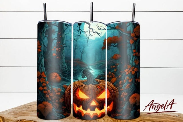 Scary pumpkin face png / 3d halloween tumbler wrap Sublimation Angelina Semenova 