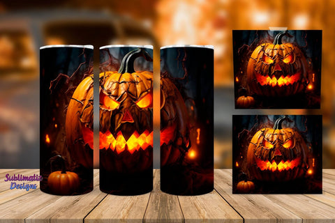 Scary Pumpkin Halloween Tumbler Wrap Bundle | Halloween 20 oz Skinny Tumbler Wrap Sublimation Designs Sublimation Sublimatiz Designs 