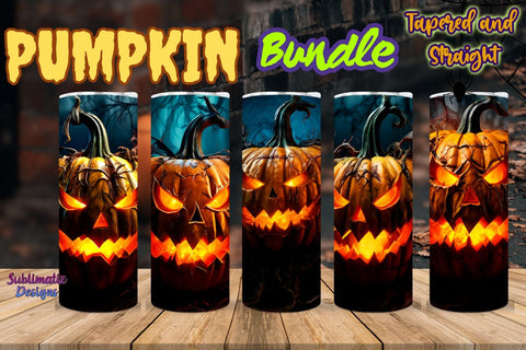 Scary Pumpkin Halloween Tumbler Wrap Bundle | Halloween 20 oz Skinny Tumbler Wrap Sublimation Designs Sublimation Sublimatiz Designs 