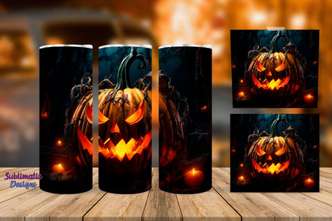 Scary Pumpkin Halloween Tumbler Wrap Bundle | Halloween 20 oz Skinny Tumbler Wrap Sublimation Designs Sublimation Sublimatiz Designs 