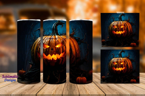 Scary Pumpkin Halloween Tumbler Wrap Bundle | Halloween 20 oz Skinny Tumbler Wrap Sublimation Designs Sublimation Sublimatiz Designs 