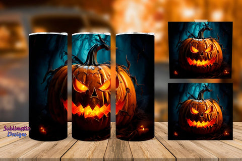 Scary Pumpkin Halloween Tumbler Wrap Bundle | Halloween 20 oz Skinny Tumbler Wrap Sublimation Designs Sublimation Sublimatiz Designs 