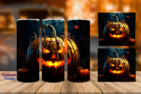 Scary Pumpkin Halloween Tumbler Wrap Bundle | Halloween 20 oz Skinny Tumbler Wrap Sublimation Designs Sublimation Sublimatiz Designs 