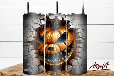 Scary pumpkin / horror tumbler / 3d halloween characters png Sublimation Angelina Semenova 