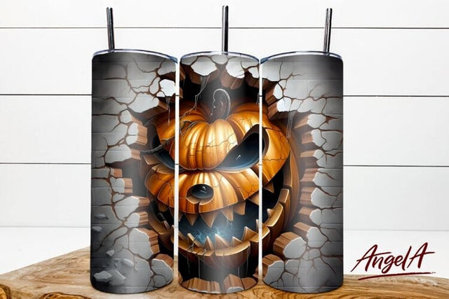 Scary pumpkin / horror tumbler / 3d halloween characters png Sublimation Angelina Semenova 