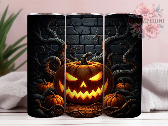 Scary Pumpkin Jack O’Lantern Tumbler, Halloween 20Oz Sublimation, Spooky Jack O’Lantern Coffee Cup, Creepy Fall Drinkware Design, Haunted Harvest Mug Wrap, Rustic Horror Cup, Trick Or Treat Tumbler Sublimation Li Zamperini 