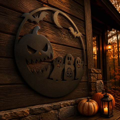 Scary Pumpkin Laser SVG | Evil Jack O Lantern DXF | Halloween CNC Plasma Cut File | Haunted Metal Sign Decor SVG HappyDesignStudio 