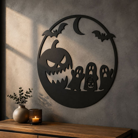 Scary Pumpkin Laser SVG | Evil Jack O Lantern DXF | Halloween CNC Plasma Cut File | Haunted Metal Sign Decor SVG HappyDesignStudio 