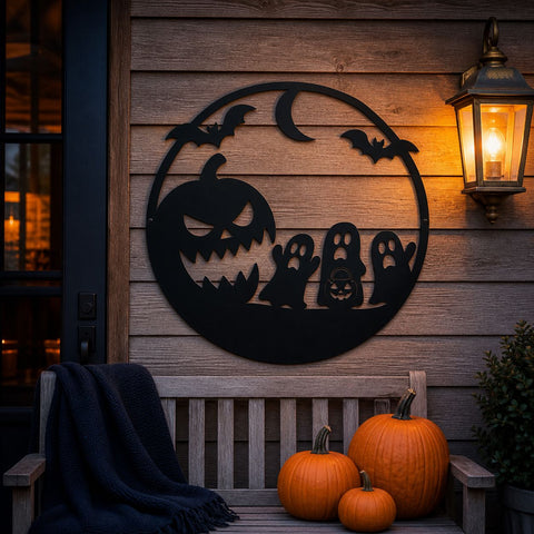 Scary Pumpkin Laser SVG | Evil Jack O Lantern DXF | Halloween CNC Plasma Cut File | Haunted Metal Sign Decor SVG HappyDesignStudio 