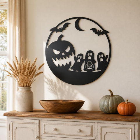 Scary Pumpkin Laser SVG | Evil Jack O Lantern DXF | Halloween CNC Plasma Cut File | Haunted Metal Sign Decor SVG HappyDesignStudio 