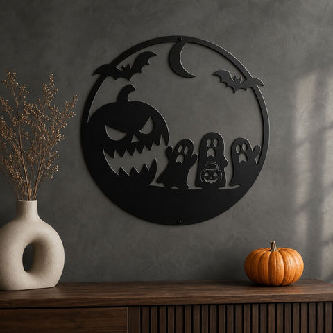 Scary Pumpkin Laser SVG | Evil Jack O Lantern DXF | Halloween CNC Plasma Cut File | Haunted Metal Sign Decor SVG HappyDesignStudio 