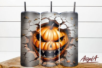 Scary pumpkin tumbler / Halloween horror 20 oz tumbler Sublimation Angelina Semenova 