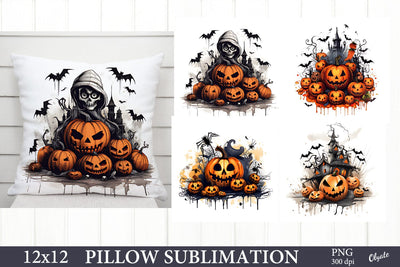 Scary Pumpkins PNG. Pillow Sublimation PNG Sublimation Olga Terlyanskaya 