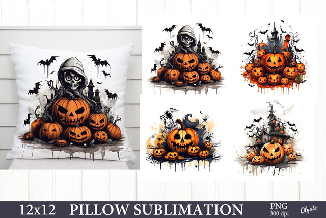 Scary Pumpkins PNG. Pillow Sublimation PNG Sublimation Olga Terlyanskaya 