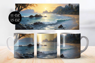Scenic Coastal 11 & 15oz Full Mug Wrap Sublimation Design Sublimation BijouBay 