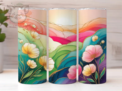 Scenic Field Flowers Tumbler Wrap, Scenic Design, Nature Theme, Floral Art, Vibrant Style, Tumbler Wrap, Sublimation Design Sublimation Lara' s Designs 