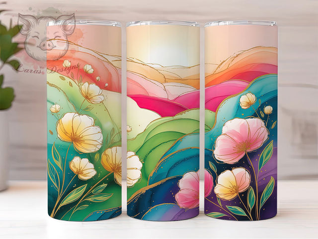 Scenic Field Flowers Tumbler Wrap, Scenic Design, Nature Theme, Floral Art, Vibrant Style, Tumbler Wrap, Sublimation Design Sublimation Lara' s Designs 