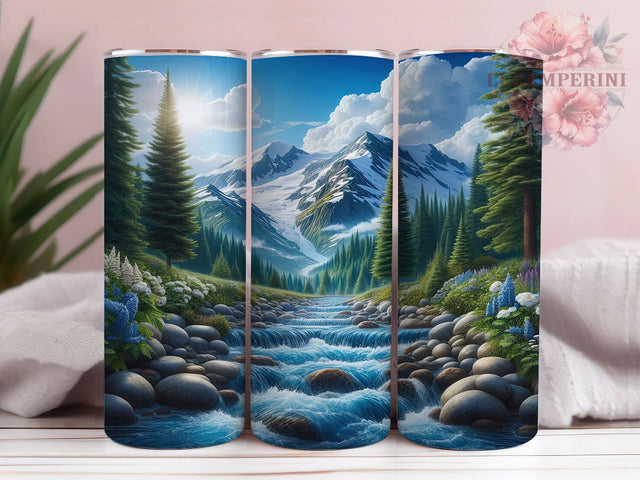 Scenic Mountain Forest Tumbler, Forest Tumbler Design, 20oz Tumbler Wrap, Sublimation Design, Outdoor Adventure Gift, Scenic Landscape Wrap, Wilderness Tumbler Sublimation Li Zamperini 