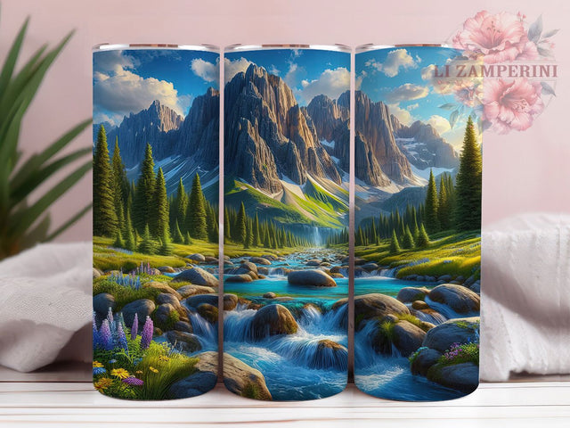 Scenic Mountain Forest Tumbler, Forest Tumbler Design, 20oz Tumbler Wrap, Sublimation Design, Outdoor Adventure Gift, Scenic Landscape Wrap, Wilderness Tumbler Sublimation Li Zamperini 