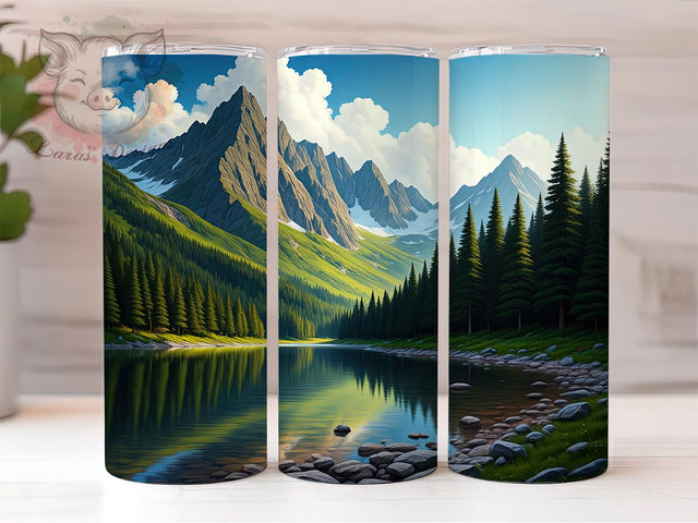 Scenic Mountain Lake Camping Tumbler Wrap, Scenic Tumbler Wrap, 20oz Sublimation, Nature Tumbler Design, Outdoor Tumbler Art, Lake Sublimation Design, Camping Tumbler Wrap Sublimation Lara' s Designs 