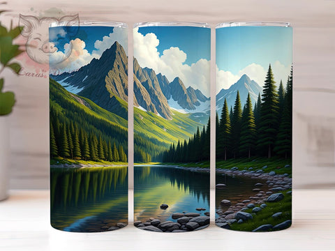 Scenic Mountain Lake Camping Tumbler Wrap, Scenic Tumbler Wrap, 20oz Sublimation, Nature Tumbler Design, Outdoor Tumbler Art, Lake Sublimation Design, Camping Tumbler Wrap Sublimation Lara' s Designs 