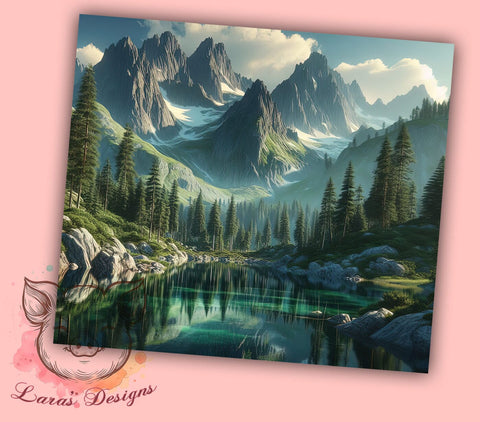 Scenic Mountain Lake Camping Tumbler Wrap, Scenic Tumbler Wrap, 20oz Sublimation, Nature Tumbler Design, Outdoor Tumbler Art, Lake Sublimation Design, Camping Tumbler Wrap Sublimation Lara' s Designs 