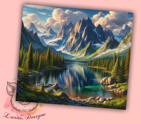 Scenic Mountain Lake Camping Tumbler Wrap, Scenic Tumbler Wrap, 20oz Sublimation, Nature Tumbler Design, Outdoor Tumbler Art, Lake Sublimation Design, Camping Tumbler Wrap Sublimation Lara' s Designs 