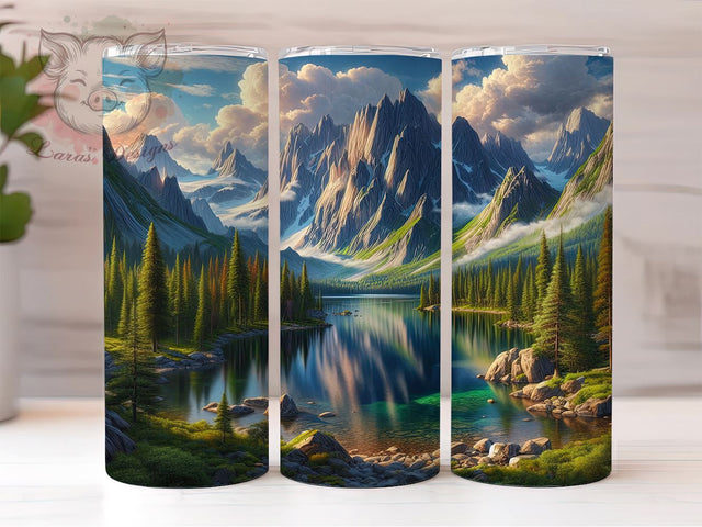 Scenic Mountain Lake Camping Tumbler Wrap, Scenic Tumbler Wrap, 20oz Sublimation, Nature Tumbler Design, Outdoor Tumbler Art, Lake Sublimation Design, Camping Tumbler Wrap Sublimation Lara' s Designs 