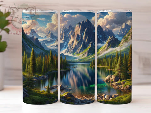 Scenic Mountain Lake Camping Tumbler Wrap, Scenic Tumbler Wrap, 20oz Sublimation, Nature Tumbler Design, Outdoor Tumbler Art, Lake Sublimation Design, Camping Tumbler Wrap Sublimation Lara' s Designs 