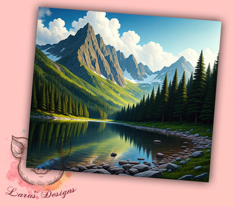 Scenic Mountain Lake Camping Tumbler Wrap, Scenic Tumbler Wrap, 20oz Sublimation, Nature Tumbler Design, Outdoor Tumbler Art, Lake Sublimation Design, Camping Tumbler Wrap Sublimation Lara' s Designs 