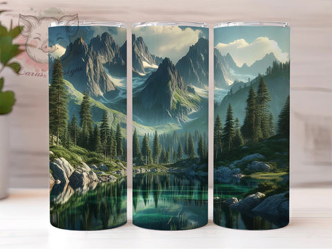 Scenic Mountain Lake Camping Tumbler Wrap, Scenic Tumbler Wrap, 20oz Sublimation, Nature Tumbler Design, Outdoor Tumbler Art, Lake Sublimation Design, Camping Tumbler Wrap Sublimation Lara' s Designs 