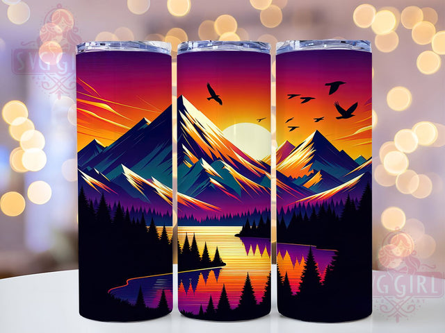 Scenic Mountain Landscape Tumbler, Scenic Wrap, Nature Art, Sublimation Art, 20oz Tumbler, Outdoor Design, Elegant Pattern Sublimation SvggirlplusArt 