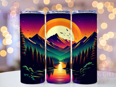 Scenic Mountain Landscape Tumbler, Scenic Wrap, Nature Art, Sublimation Art, 20oz Tumbler, Outdoor Design, Elegant Pattern Sublimation SvggirlplusArt 