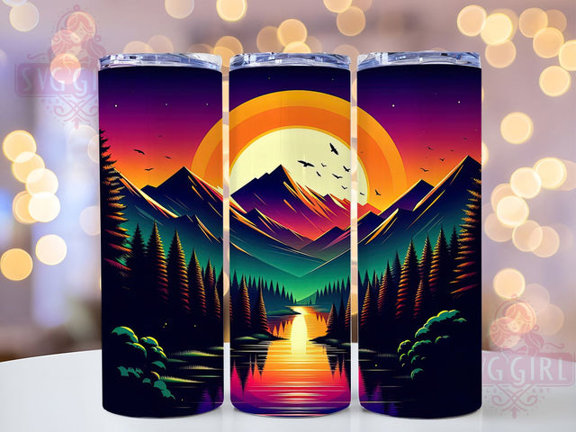Scenic Mountain Landscape Tumbler, Scenic Wrap, Nature Art, Sublimation Art, 20oz Tumbler, Outdoor Design, Elegant Pattern Sublimation SvggirlplusArt 