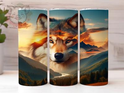 Scenic Mountain Wolf Forest Tumbler, Wildlife Nature Tumbler, Outdoor Mountain Wrap, Scenic Wolf Wrap, Artistic Nature Wrap, Sublimation Design, Trendy Gift Idea Sublimation Lara' s Designs 