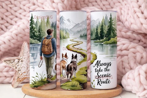 Scenic Route Hiking 20oz Tumbler Wrap Sublimation DesignSVG 
