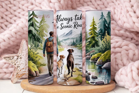 Scenic Route Hiking 20oz Tumbler Wrap Sublimation DesignSVG 