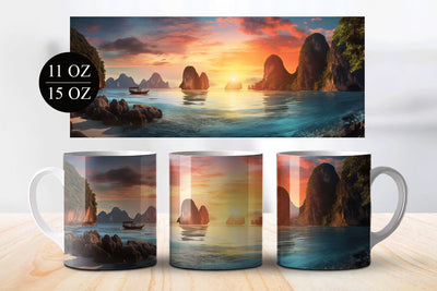 Scenic Sunset 11 & 15oz Full Mug Wrap Sublimation Design Sublimation BijouBay 